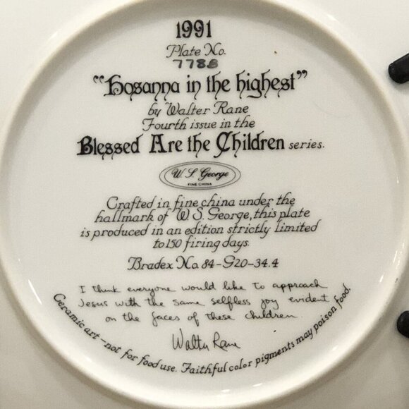 5-Walter Rane Collector series 1990-91 "Blessed Are The Children"Plates Numbered - Picture 6 of 15